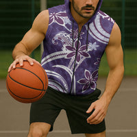 Hawaii Pupuala Plumeria Purple Sleeveless Zip Hoodie Polynesian Pattern LT01 - Polynesian Pride