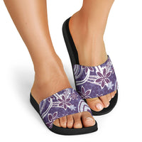 Hawaii Pupuala Plumeria Purple Slide Sandals Polynesian Pattern LT01 - Polynesian Pride