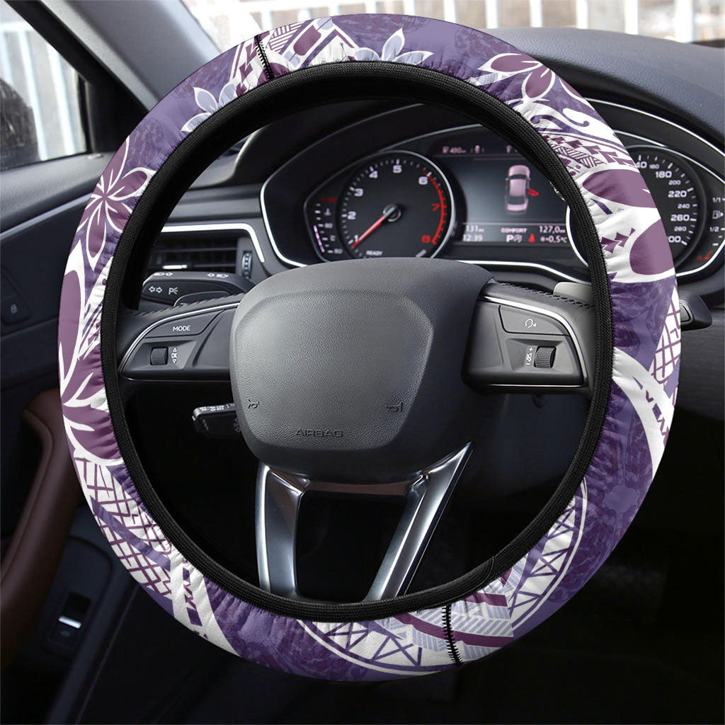 Hawaii Pupuala Plumeria Purple Steering Wheel Cover Polynesian Pattern LT01 - Polynesian Pride