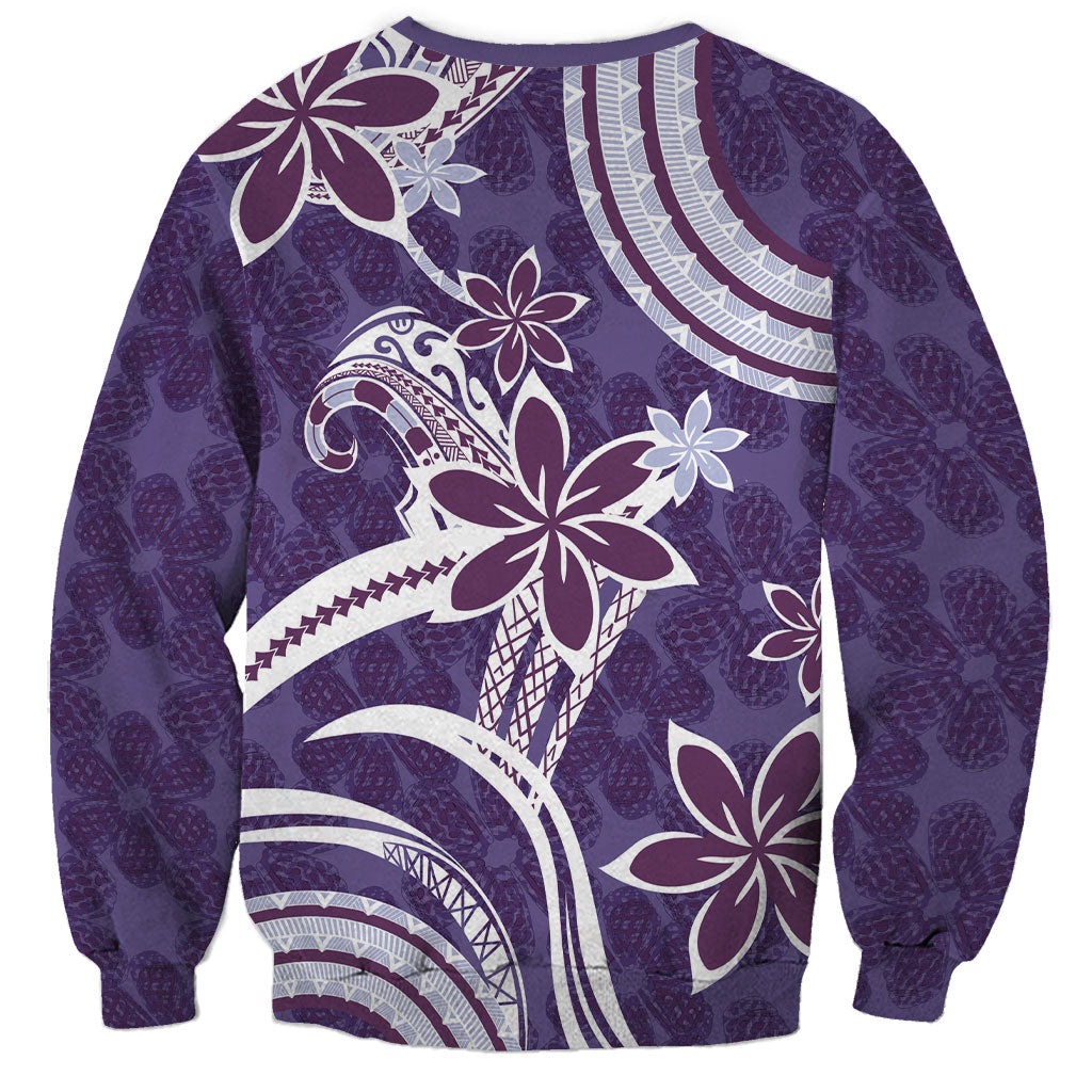 Hawaii Pupuala Plumeria Purple Sweatshirt Polynesian Pattern LT01 - Polynesian Pride