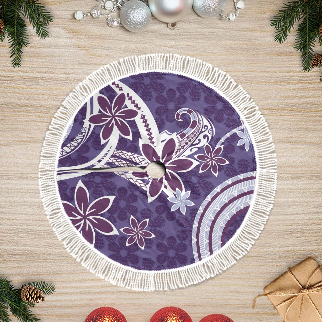 Hawaii Pupuala Plumeria Purple Tree Skirt Polynesian Pattern LT01 Fringed Purple - Polynesian Pride