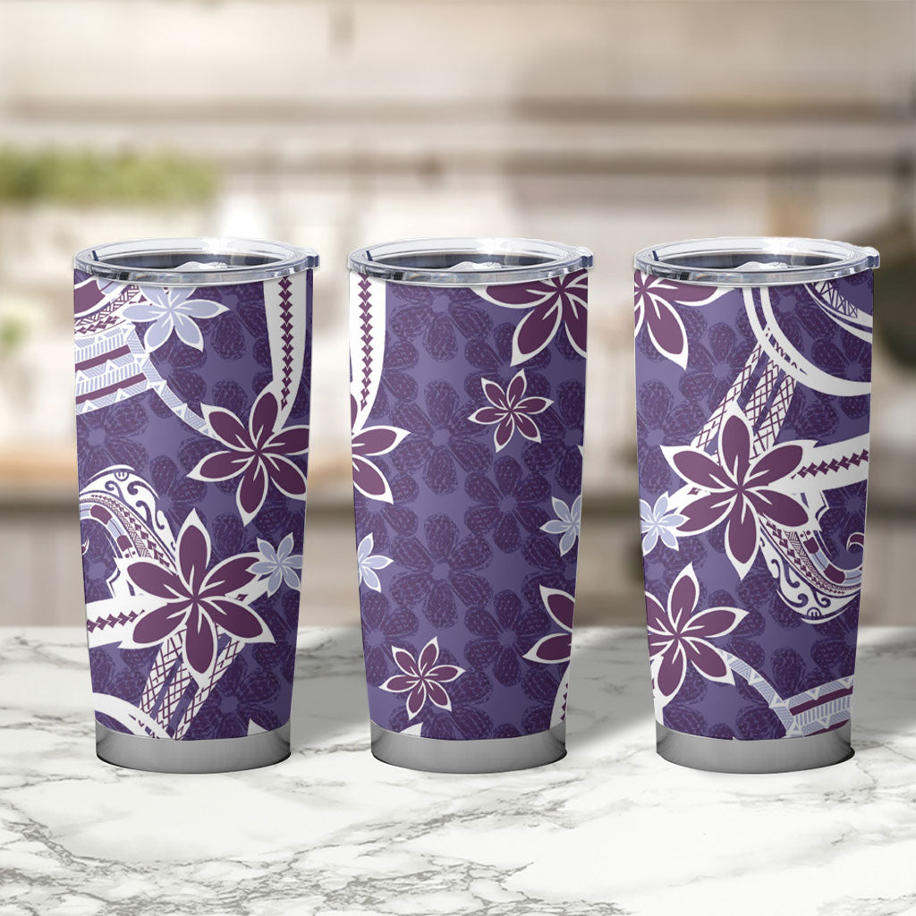 Hawaii Pupuala Plumeria Purple Tumbler Cup Polynesian Pattern LT01 - Polynesian Pride