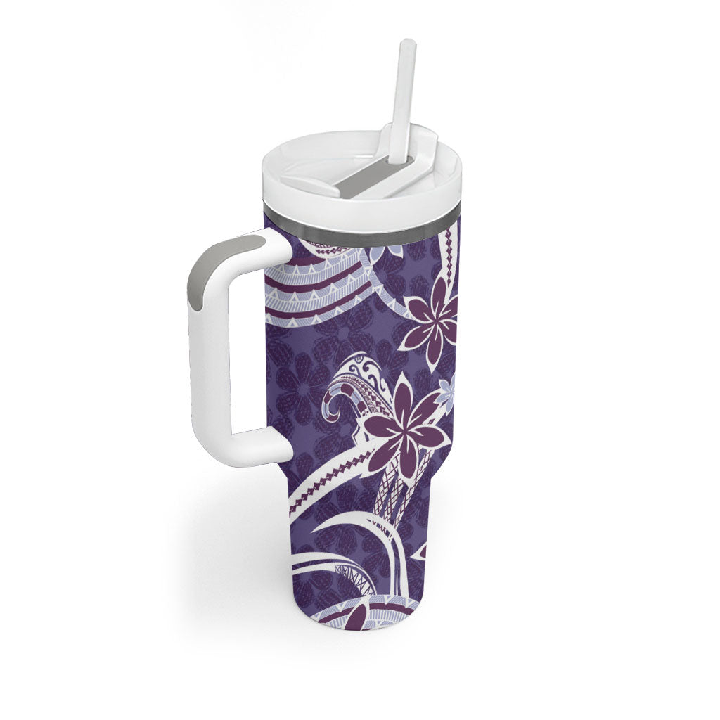 Hawaii Pupuala Plumeria Purple Tumbler With Handle Polynesian Pattern LT01 - Polynesian Pride