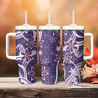 Hawaii Pupuala Plumeria Purple Tumbler With Handle Polynesian Pattern LT01 - Polynesian Pride