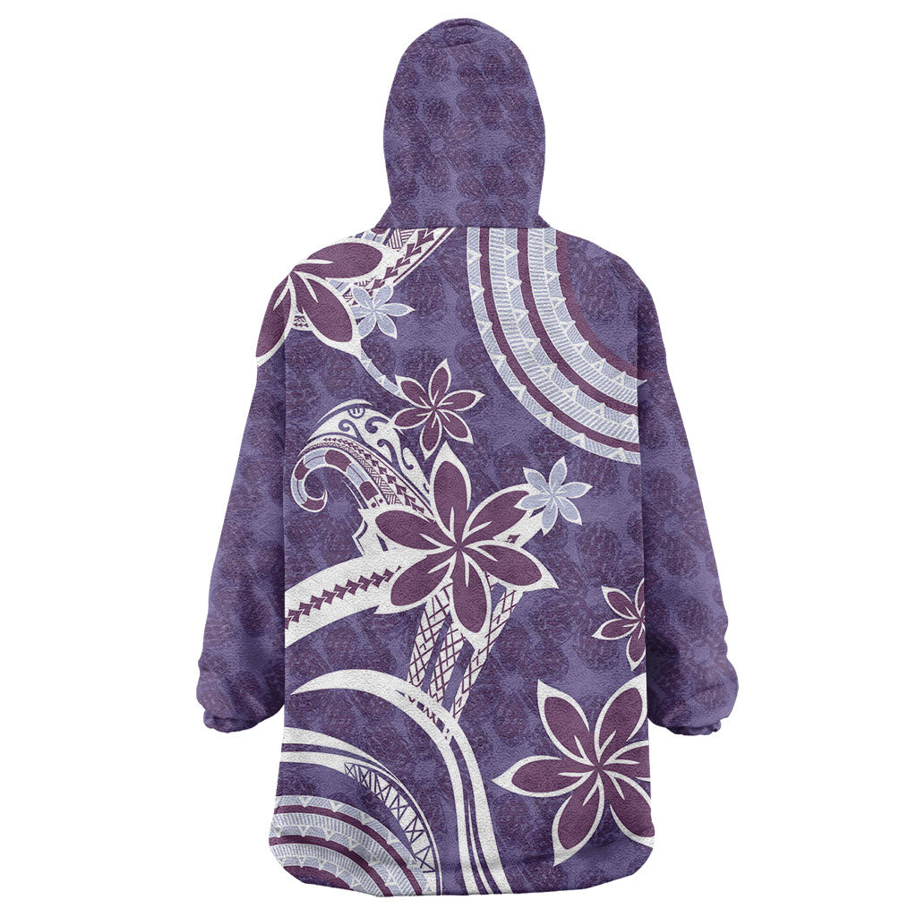 Hawaii Pupuala Plumeria Purple Wearable Blanket Hoodie Polynesian Pattern LT01 - Polynesian Pride