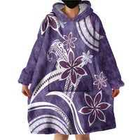 Hawaii Pupuala Plumeria Purple Wearable Blanket Hoodie Polynesian Pattern LT01 - Polynesian Pride