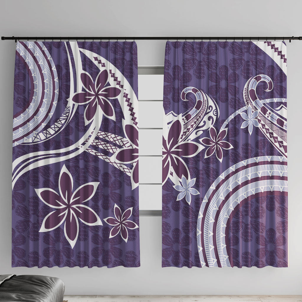 Hawaii Pupuala Plumeria Purple Window Curtain Polynesian Pattern LT01 With Hooks Purple - Polynesian Pride