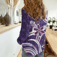 Hawaii Pupuala Plumeria Purple Women Casual Shirt Polynesian Pattern LT01 - Polynesian Pride