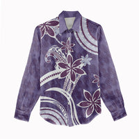 Hawaii Pupuala Plumeria Purple Women Casual Shirt Polynesian Pattern LT01 - Polynesian Pride
