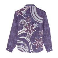 Hawaii Pupuala Plumeria Purple Women Casual Shirt Polynesian Pattern LT01 - Polynesian Pride
