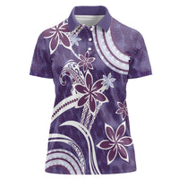 Hawaii Pupuala Plumeria Purple Women Polo Shirt Polynesian Pattern LT01 Female Purple - Polynesian Pride