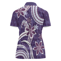 Hawaii Pupuala Plumeria Purple Women Polo Shirt Polynesian Pattern LT01 - Polynesian Pride