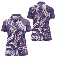 Hawaii Pupuala Plumeria Purple Women Polo Shirt Polynesian Pattern LT01 - Polynesian Pride