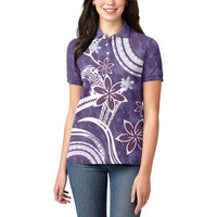 Hawaii Pupuala Plumeria Purple Women Polo Shirt Polynesian Pattern LT01 - Polynesian Pride