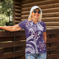 Hawaii Pupuala Plumeria Purple Women Polo Shirt Polynesian Pattern LT01 - Polynesian Pride