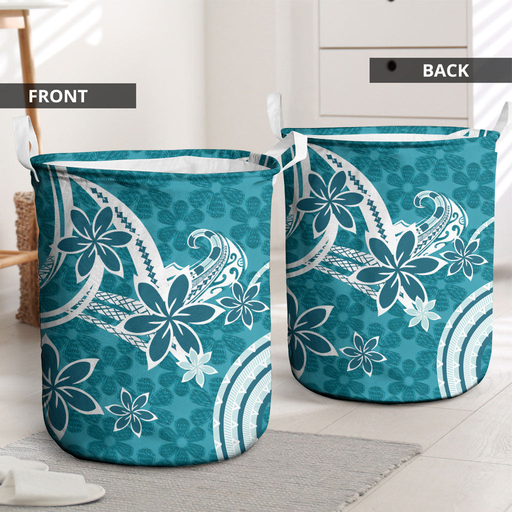 Hawaii Pupuala Plumeria Teal Laundry Basket Polynesian Pattern LT01 - Polynesian Pride