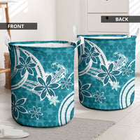 Hawaii Pupuala Plumeria Teal Laundry Basket Polynesian Pattern LT01 - Polynesian Pride