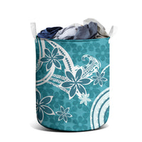Hawaii Pupuala Plumeria Teal Laundry Basket Polynesian Pattern LT01 - Polynesian Pride