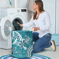 Hawaii Pupuala Plumeria Teal Laundry Basket Polynesian Pattern LT01 - Polynesian Pride