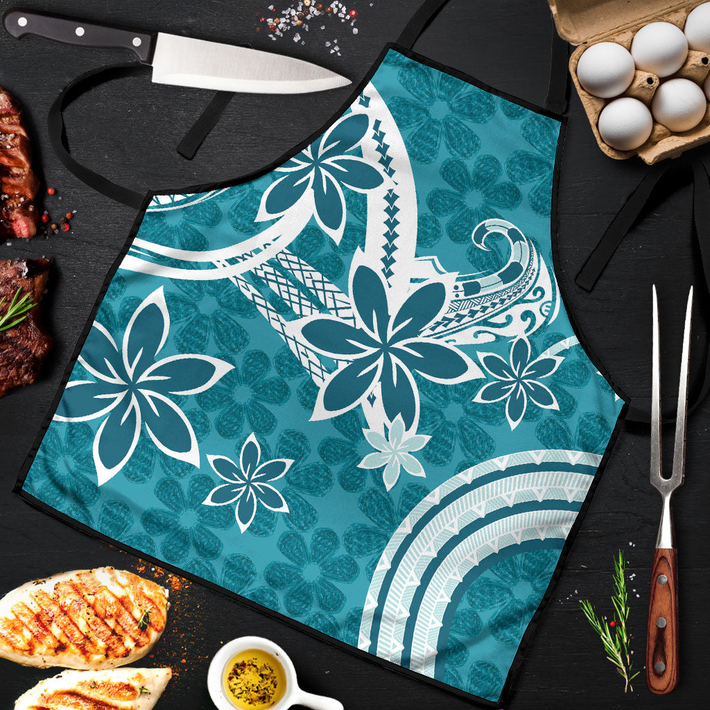 Hawaii Pupuala Plumeria Teal Apron Polynesian Pattern LT01 Teal - Polynesian Pride