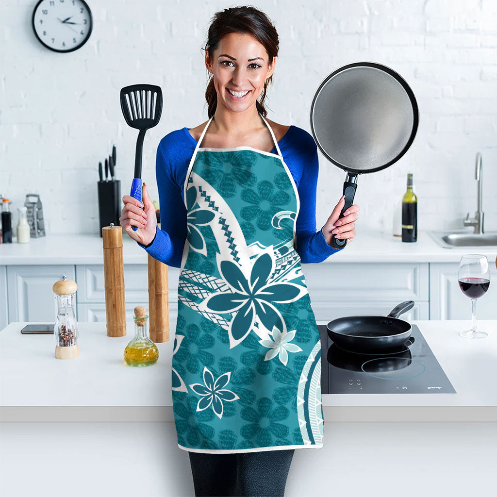 Hawaii Pupuala Plumeria Teal Apron Polynesian Pattern LT01 - Polynesian Pride