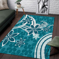 Hawaii Pupuala Plumeria Teal Area Rug Polynesian Pattern LT01 Teal - Polynesian Pride