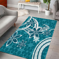 Hawaii Pupuala Plumeria Teal Area Rug Polynesian Pattern LT01 - Polynesian Pride