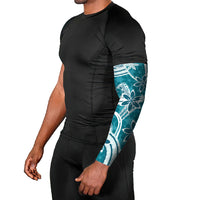 Hawaii Pupuala Plumeria Teal Arm Sleeves Polynesian Pattern LT01 - Polynesian Pride
