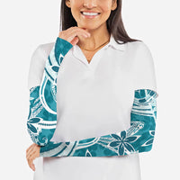 Hawaii Pupuala Plumeria Teal Arm Sleeves Polynesian Pattern LT01 - Polynesian Pride