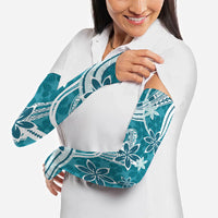 Hawaii Pupuala Plumeria Teal Arm Sleeves Polynesian Pattern LT01 - Polynesian Pride