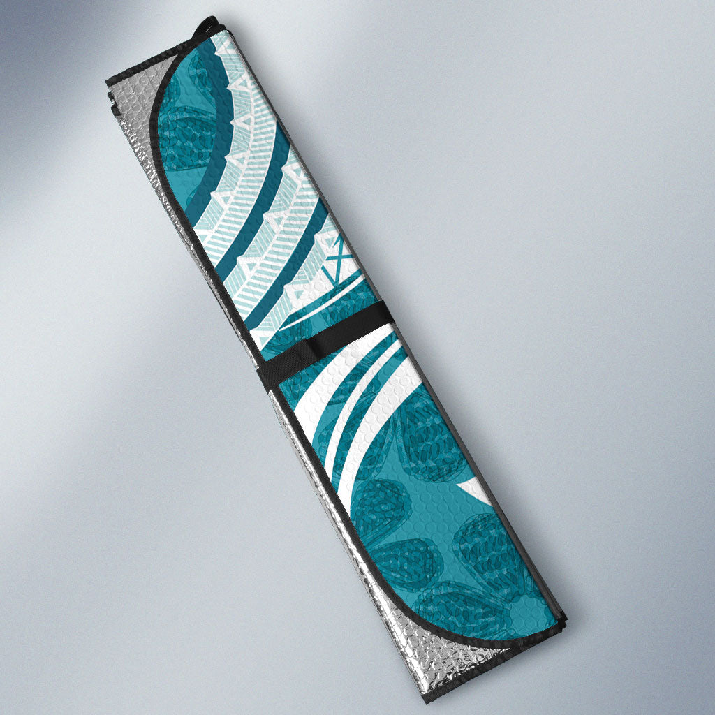 Hawaii Pupuala Plumeria Teal Auto Sun Shade Polynesian Pattern LT01 - Polynesian Pride