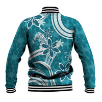 Hawaii Pupuala Plumeria Teal Baseball Jacket Polynesian Pattern LT01 - Polynesian Pride