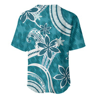 Hawaii Pupuala Plumeria Teal Baseball Jersey Polynesian Pattern LT01 - Polynesian Pride
