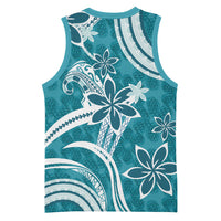 Hawaii Pupuala Plumeria Teal Basketball Jersey Polynesian Pattern LT01 - Polynesian Pride