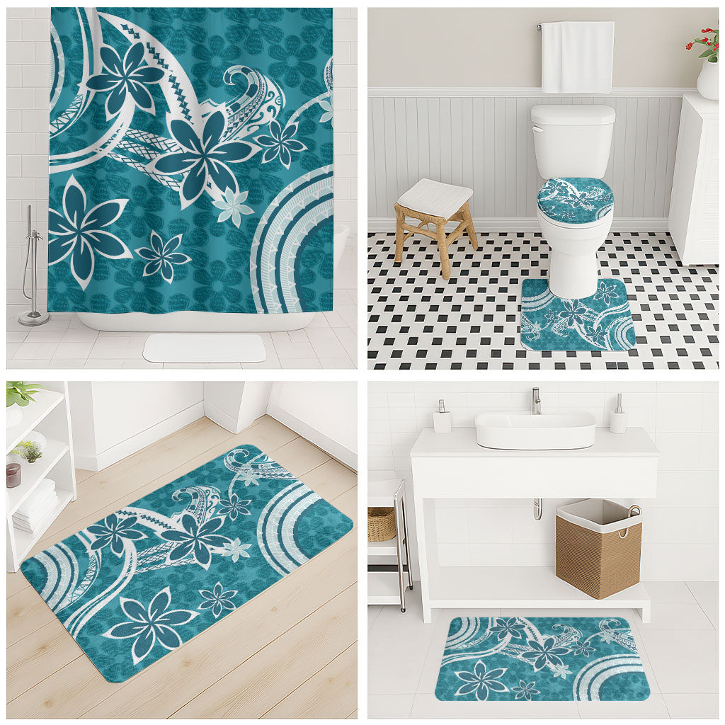 Hawaii Pupuala Plumeria Teal Bathroom Set Polynesian Pattern LT01 - Polynesian Pride
