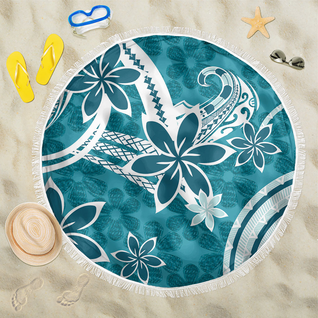 Hawaii Pupuala Plumeria Teal Beach Blanket Polynesian Pattern LT01 One Size 150cm Teal - Polynesian Pride