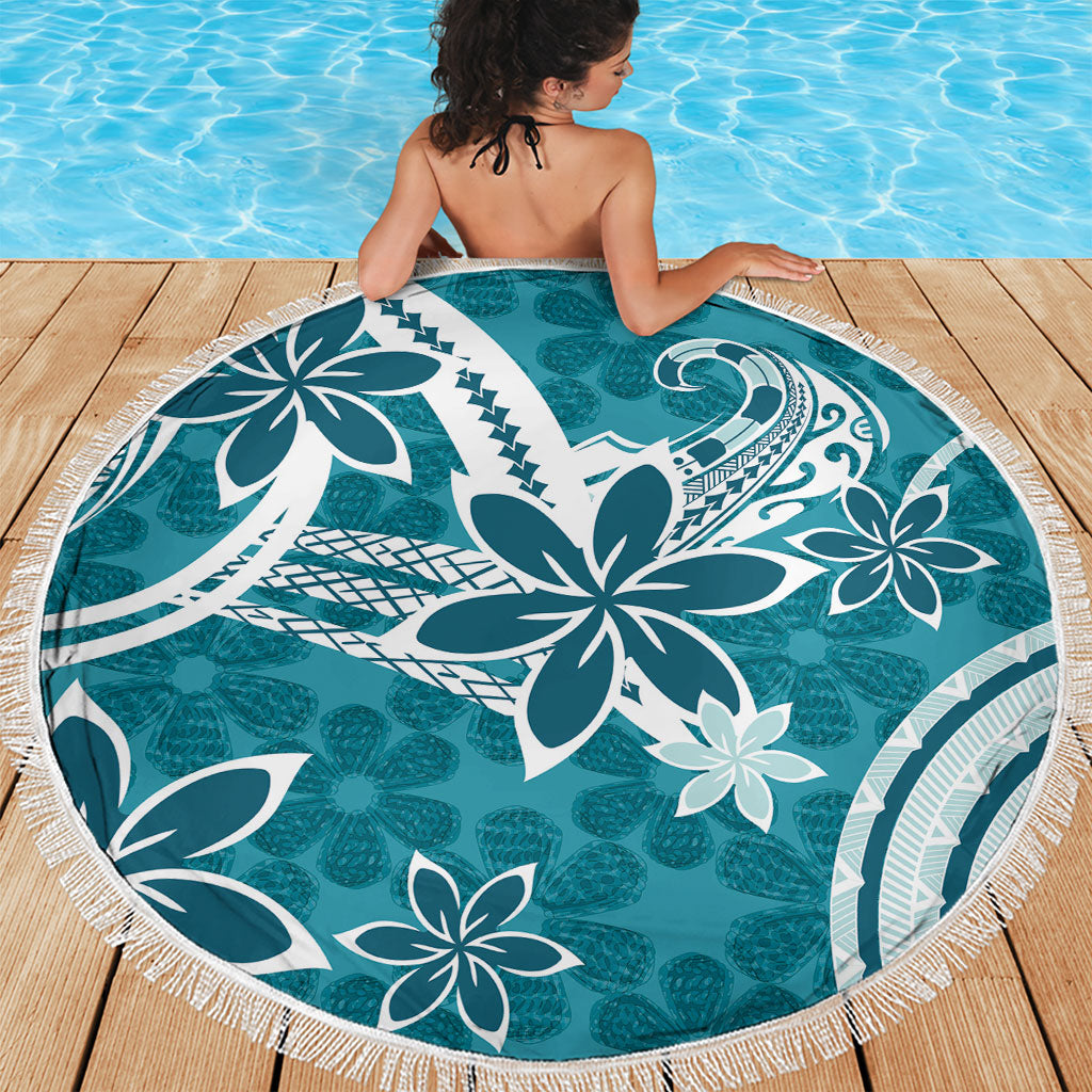 Hawaii Pupuala Plumeria Teal Beach Blanket Polynesian Pattern LT01 - Polynesian Pride