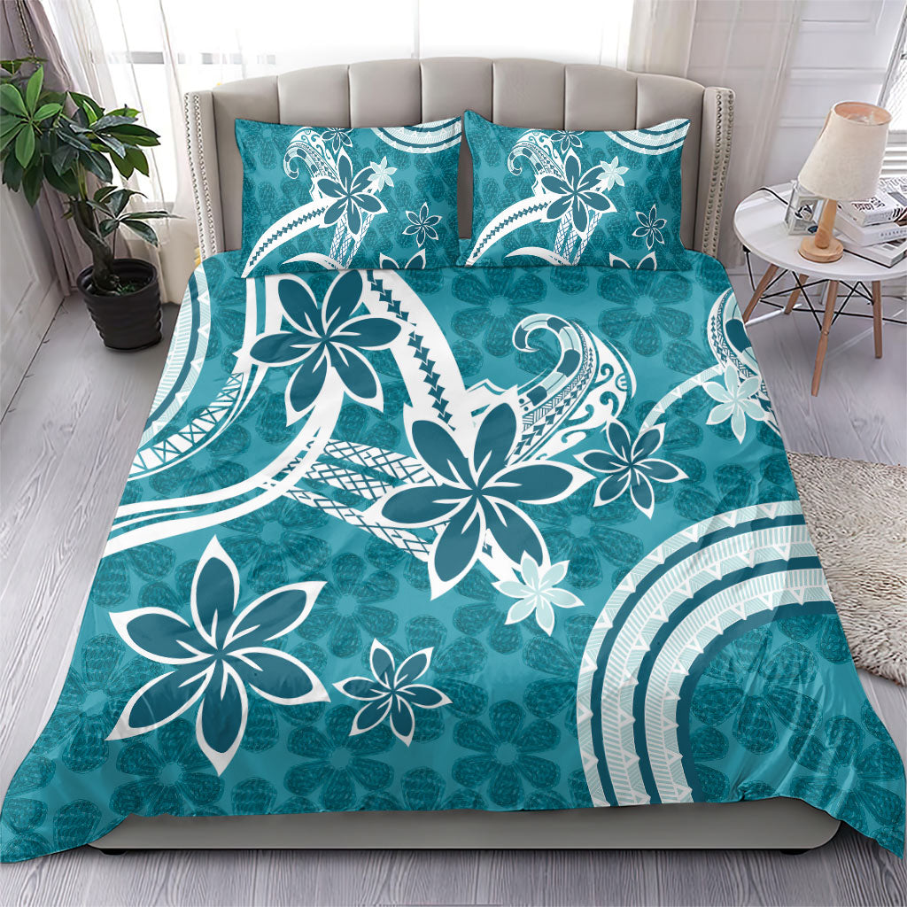 Hawaii Pupuala Plumeria Teal Bedding Set Polynesian Pattern LT01 - Polynesian Pride