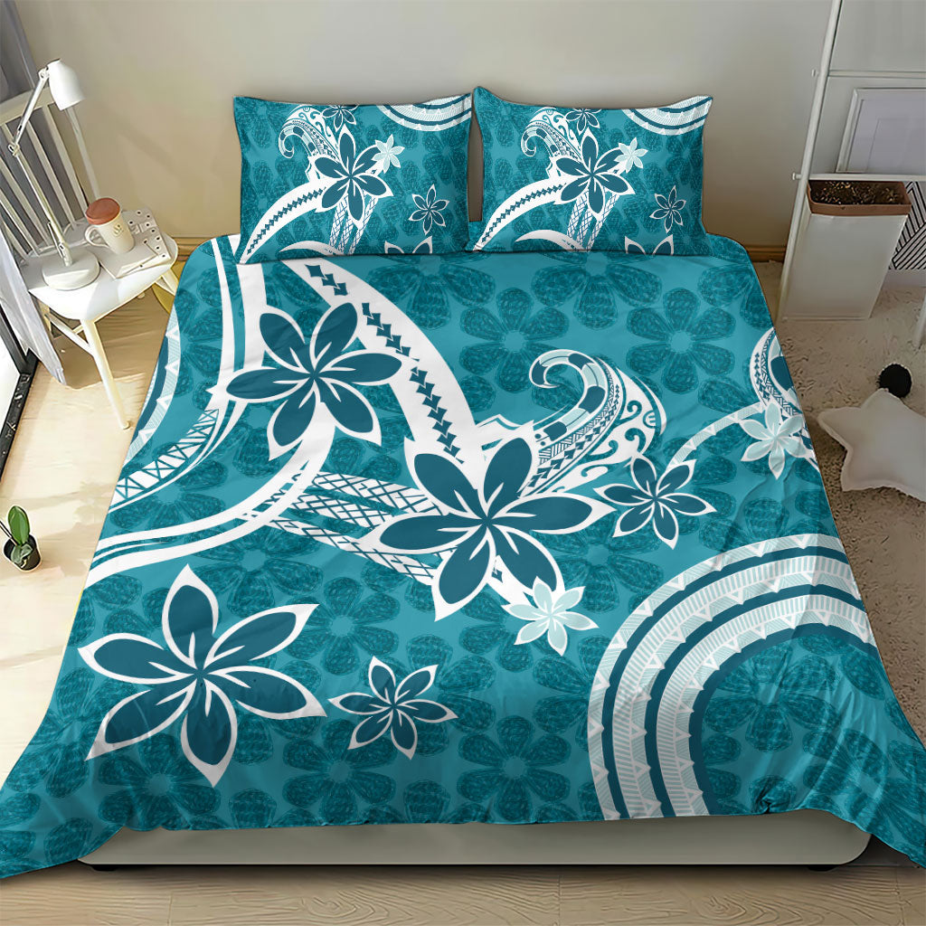 Hawaii Pupuala Plumeria Teal Bedding Set Polynesian Pattern LT01 - Polynesian Pride