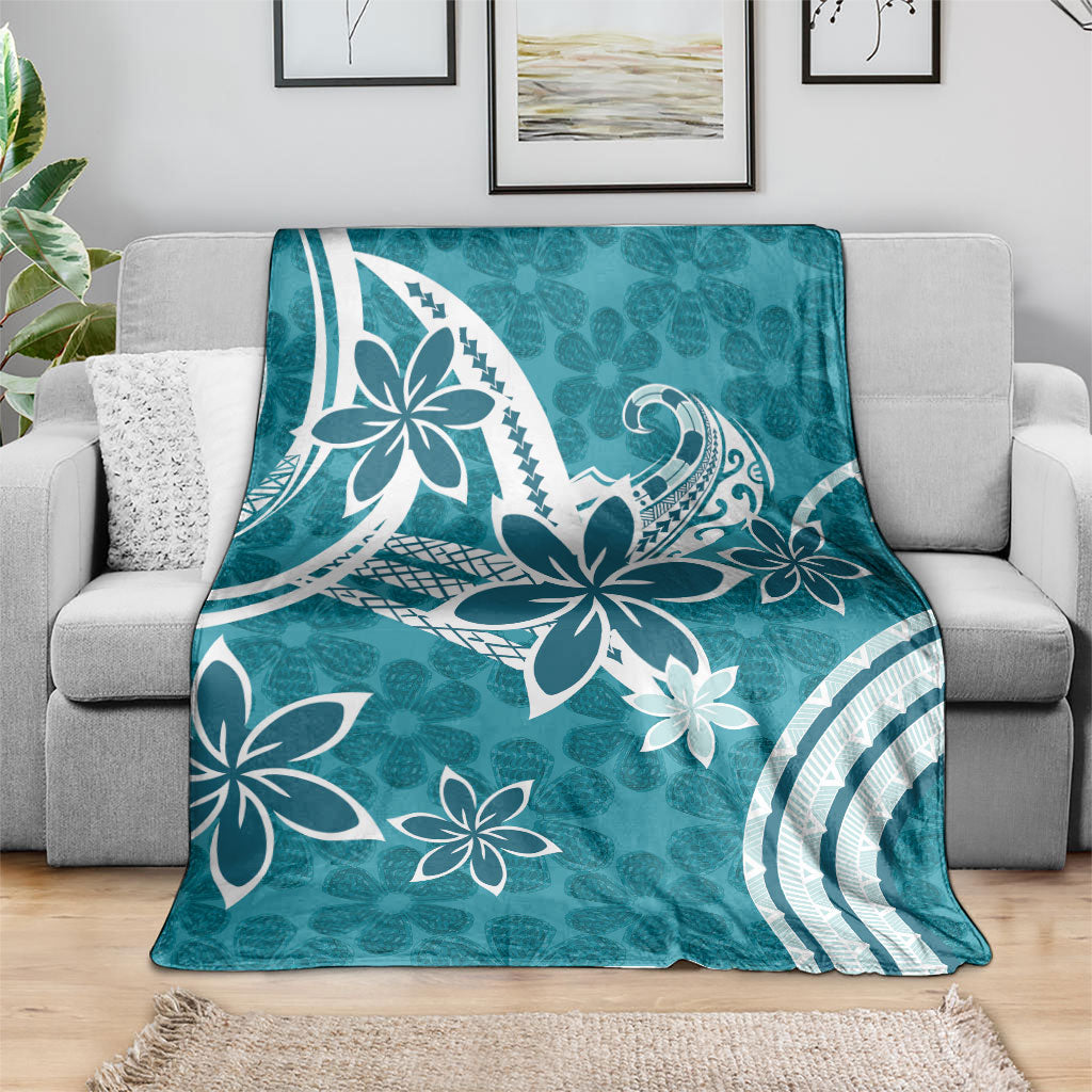 Hawaii Pupuala Plumeria Teal Blanket Polynesian Pattern LT01 - Polynesian Pride