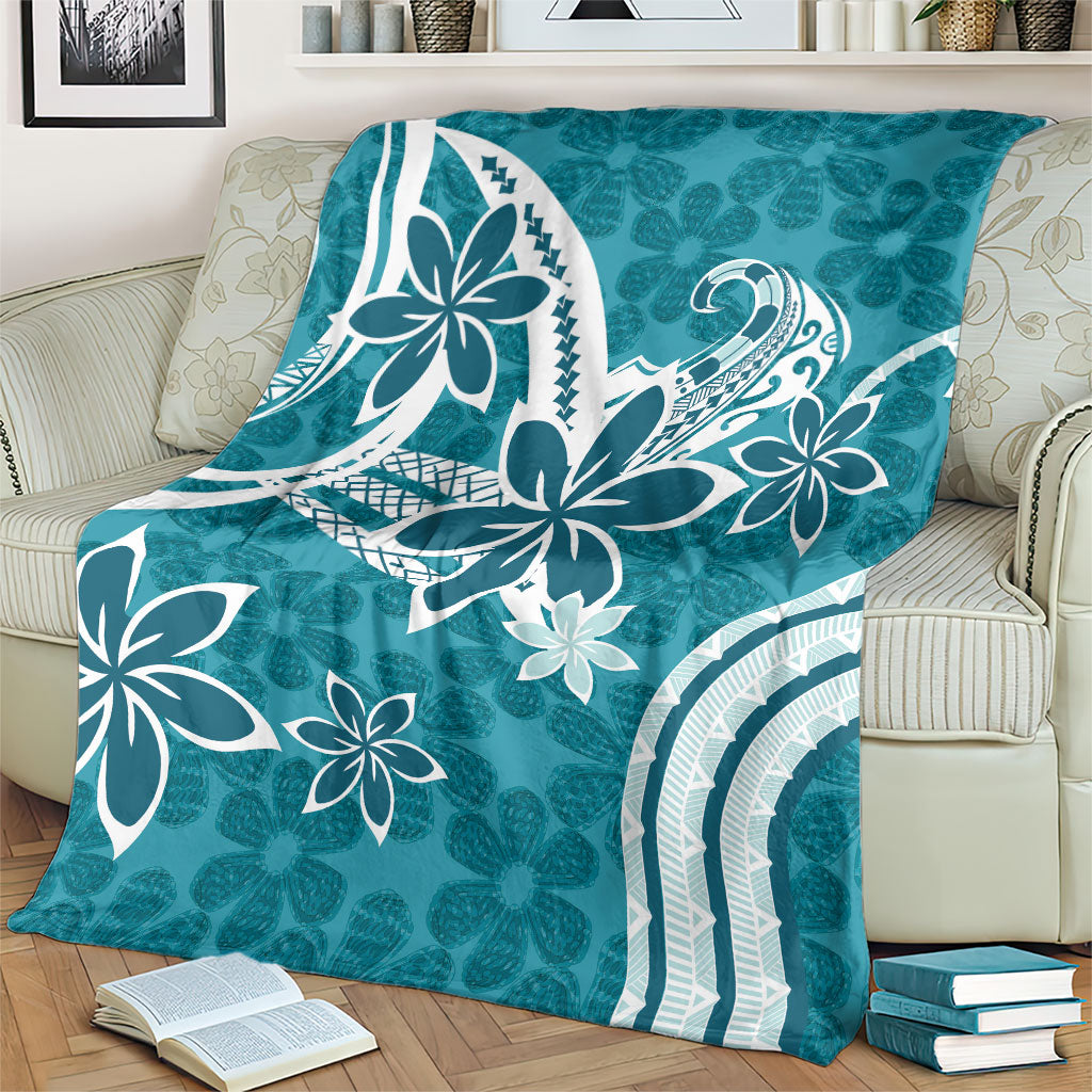 Hawaii Pupuala Plumeria Teal Blanket Polynesian Pattern LT01 - Polynesian Pride