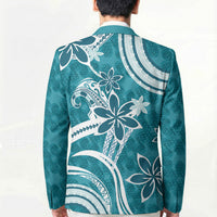 Hawaii Pupuala Plumeria Teal Blazer Polynesian Pattern LT01 - Polynesian Pride