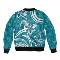 Hawaii Pupuala Plumeria Teal Bomber Jacket Polynesian Pattern LT01 - Polynesian Pride