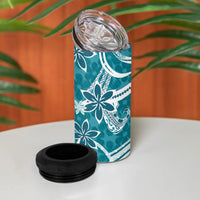 Hawaii Pupuala Plumeria Teal 4 in 1 Can Cooler Tumbler Polynesian Pattern LT01 - Polynesian Pride