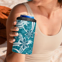 Hawaii Pupuala Plumeria Teal 4 in 1 Can Cooler Tumbler Polynesian Pattern LT01 - Polynesian Pride