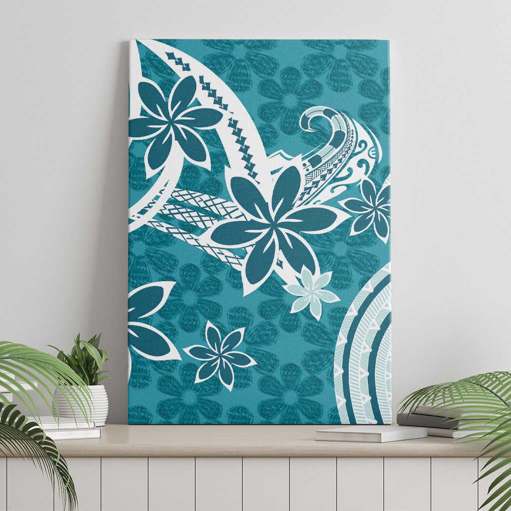 Hawaii Pupuala Plumeria Teal Canvas Wall Art Polynesian Pattern LT01 - Polynesian Pride