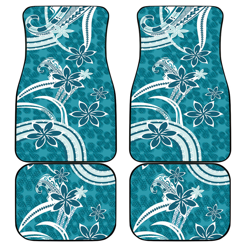 Hawaii Pupuala Plumeria Teal Car Mats Polynesian Pattern LT01 - Polynesian Pride
