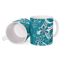 Hawaii Pupuala Plumeria Teal Ceramic Mug Polynesian Pattern LT01 - Polynesian Pride
