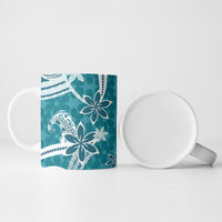 Hawaii Pupuala Plumeria Teal Ceramic Mug Polynesian Pattern LT01 - Polynesian Pride