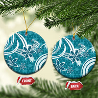 Hawaii Pupuala Plumeria Teal Ceramic Ornament Polynesian Pattern LT01 Circle Teal - Polynesian Pride